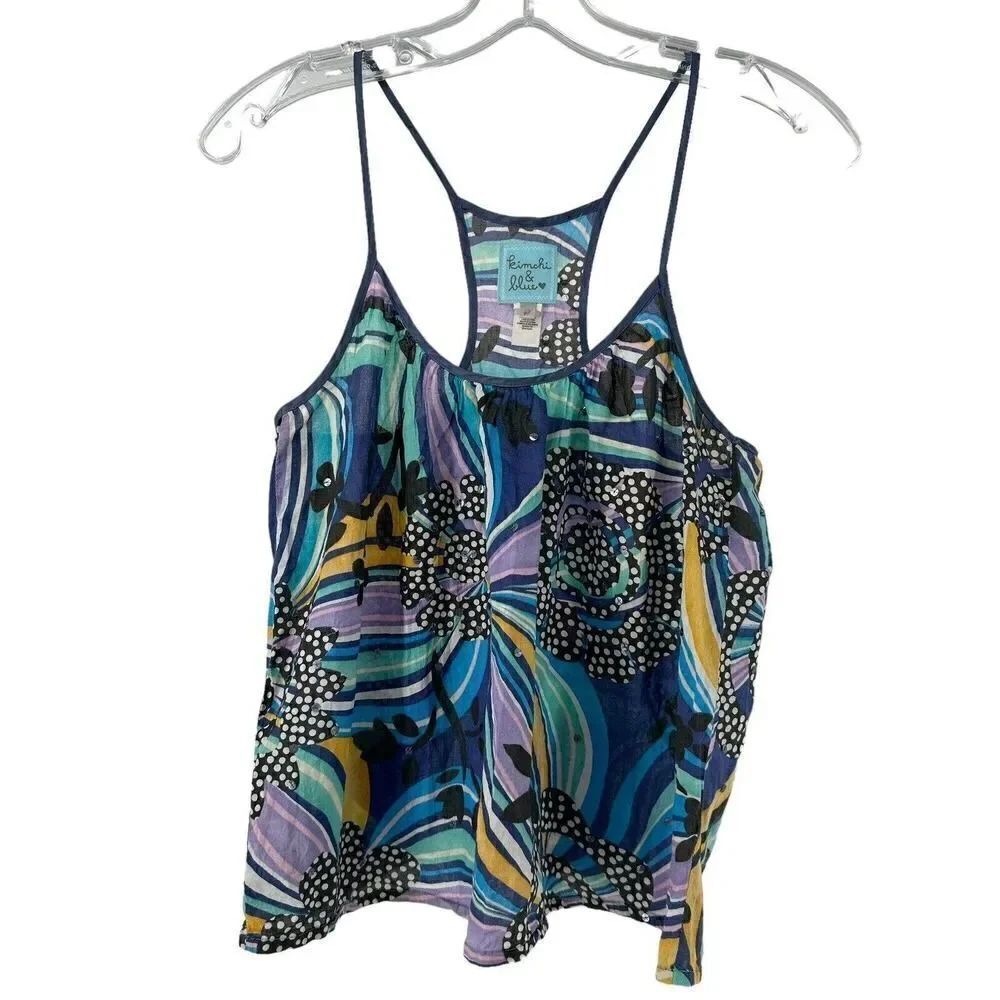Kimchi Blue Tank Top Y2K Racerback Crop Floral Sequin Womens Size S Bohemian